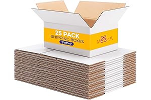 MESHA White Corrugated Cardboard Mailing Boxes 9X6X4'' for Small Businesses