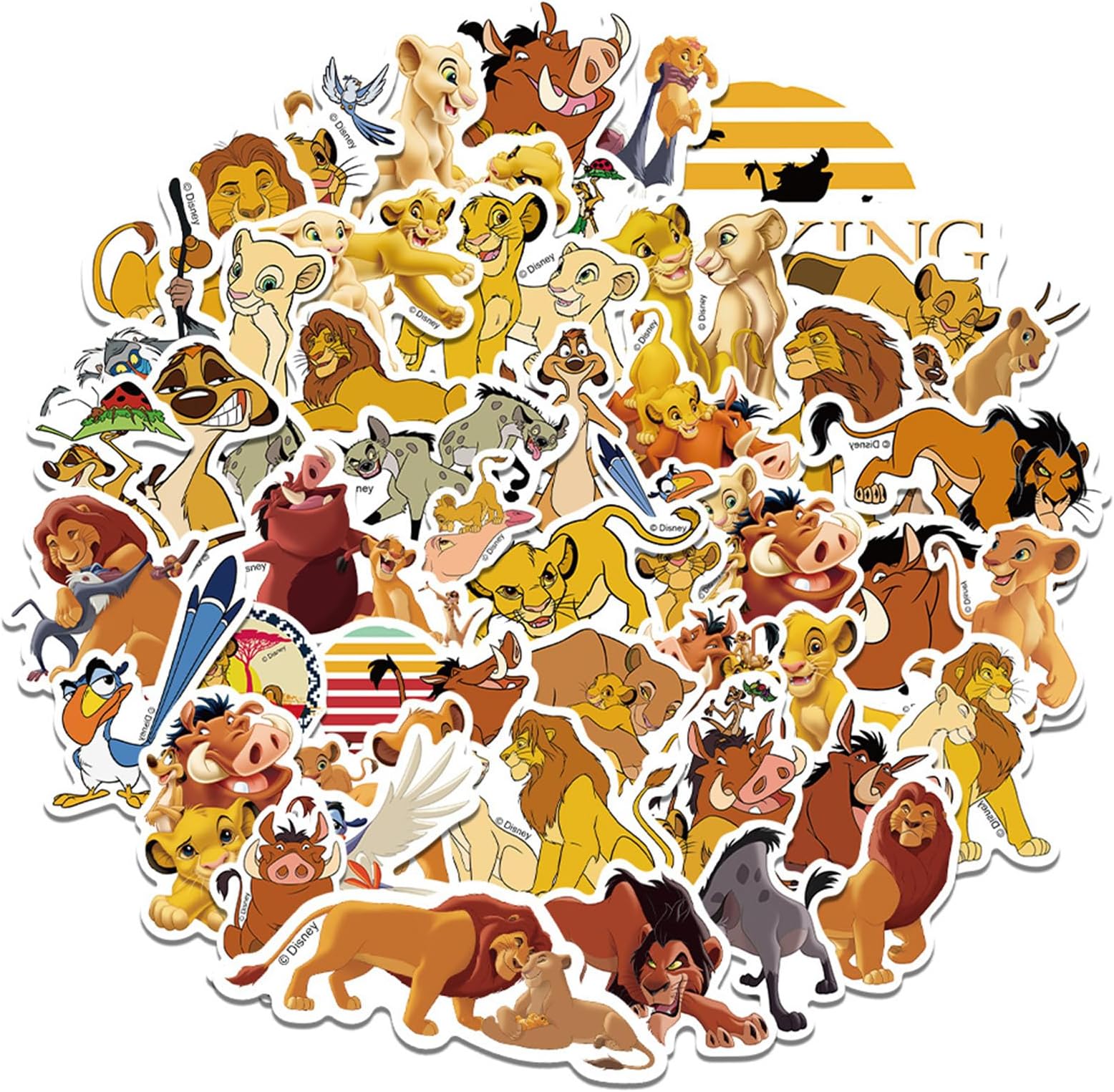 50Pcs Cartoon The Lion King Stickers for Kids, Kids Disney Cartoon Characters Birthday Party Supplies, Cute Party Favors Sticker Decals Party Decorations for Kids Boys Girls School Rewards Gifts (The