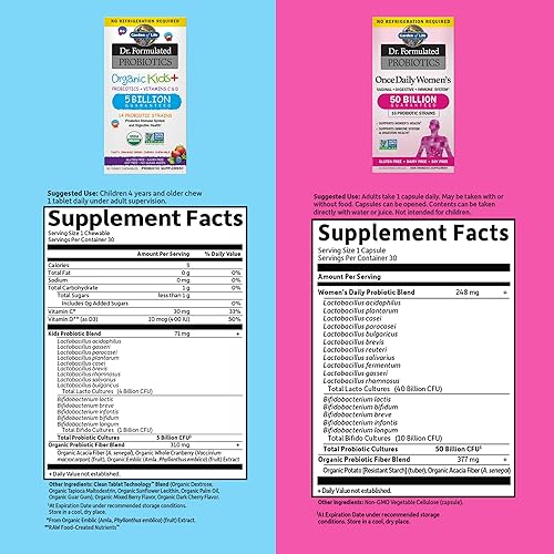 Miniatura 5 de Garden of Life Paquete de probióticos para niños y mujeres: probióticos Dr. Formulados Kids+ Berry Cherry 5 mil millones de UFC - 30 masticables +