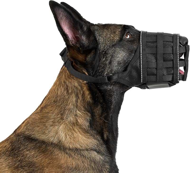 Focinheira macia e ajustável para cães com malha respirável e faixas refletivas OneTigris DG-GZT03A