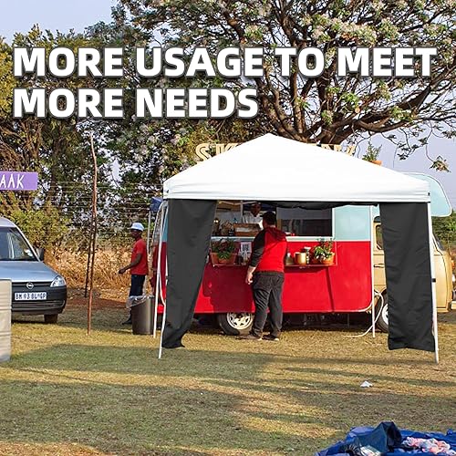 Miniatura 9 de Pared lateral de sombrilla, pared solar con puerta y ventana para toldo desplegable de 10 x 10 pies, pierna recta, pared instantánea para toldos al