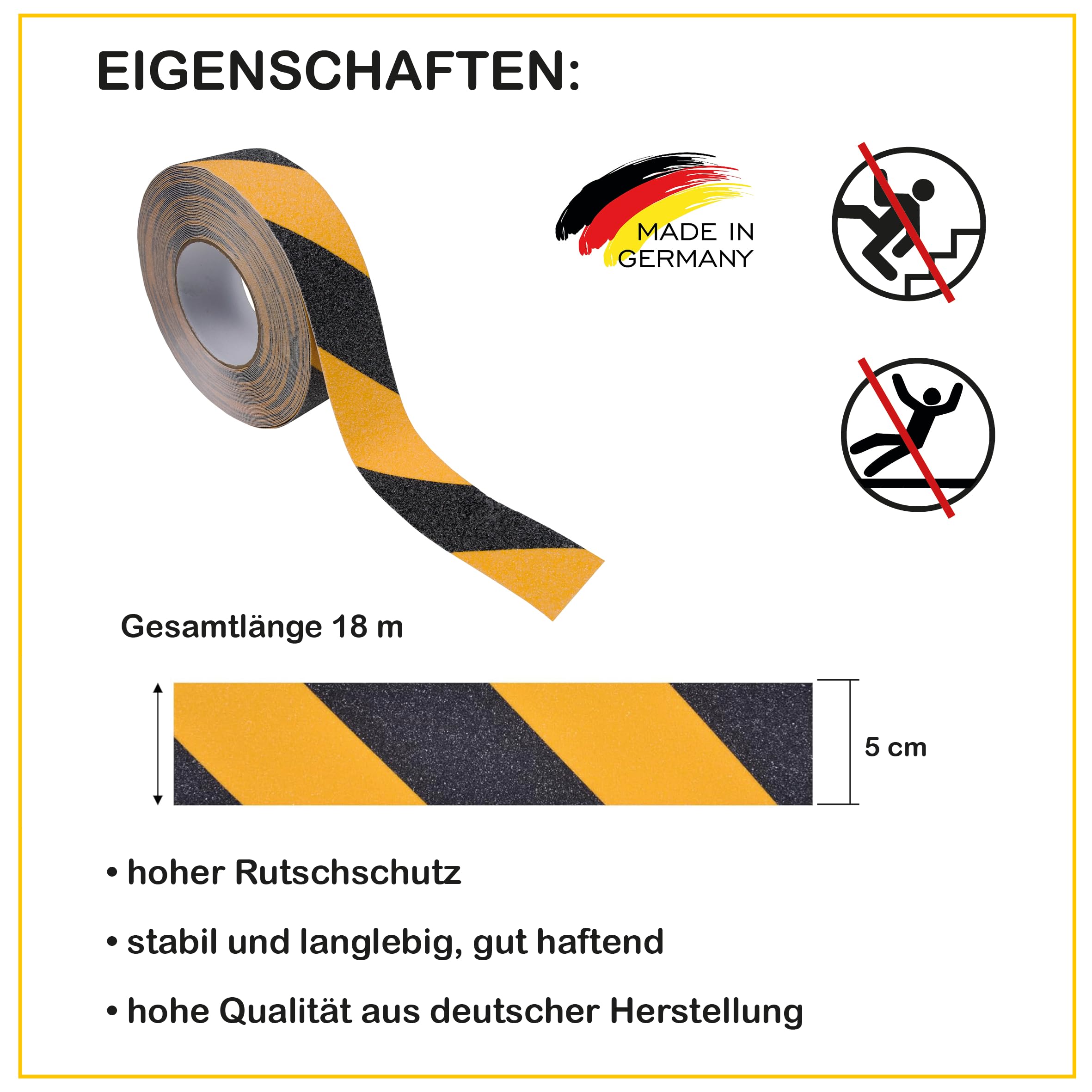 PROlac Beschriftungen Anti-Slip Tape Yellow/Black 50 mm x 18 m - Image 3