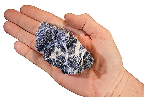 Miniatura 1 de Sodalita azul de 3 pulgadas, 5-8 onzas, cristal curativo de chakras de garganta, espécimen bruto mineral áspero