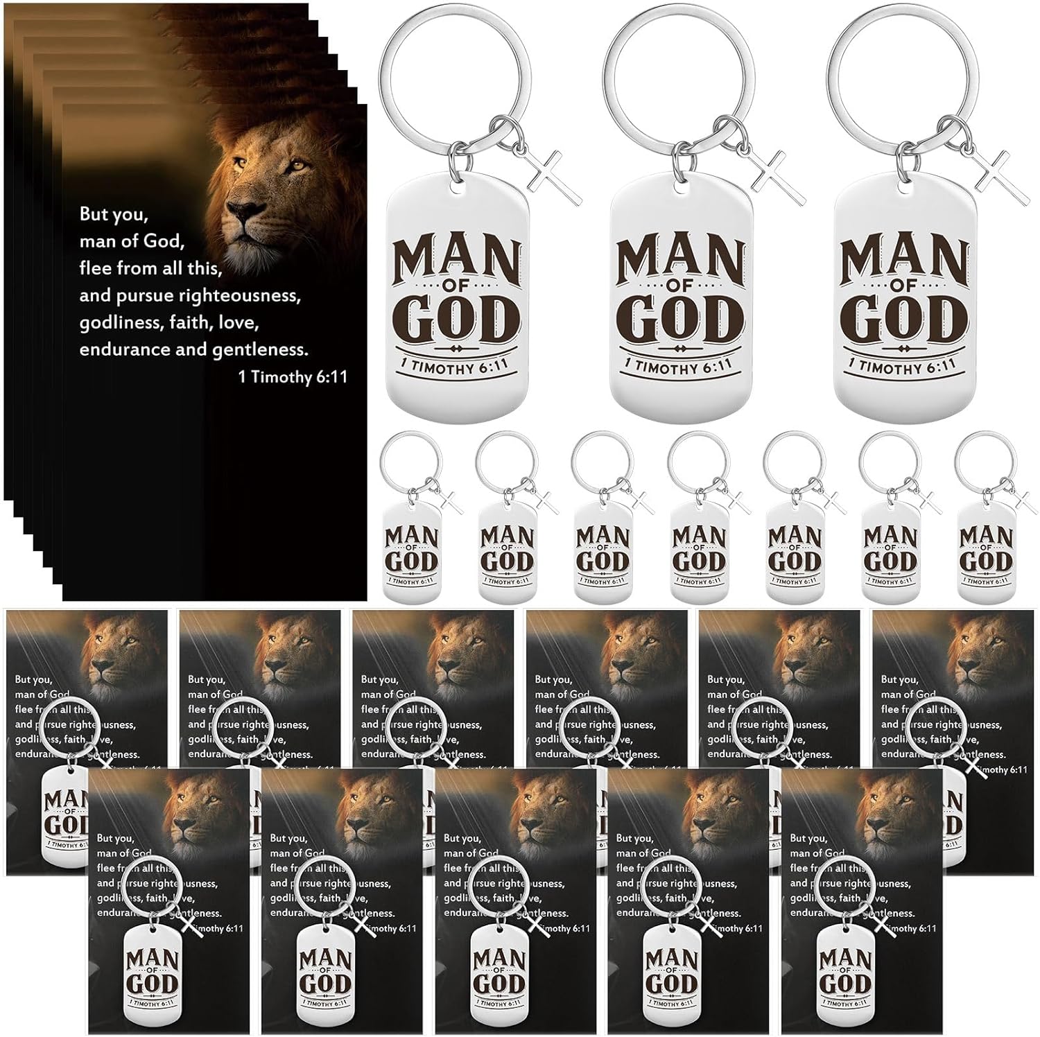 40 Sets Man of God Keychains Christian Religious Gift Bulk Appreciation Gifts for Men Father Church