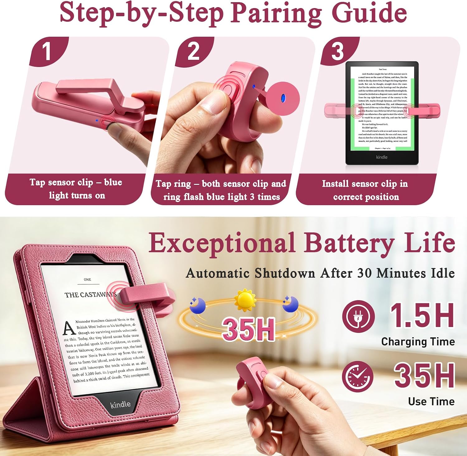 Remote Control Page Turner Ring for Kindle Paperwhite Oasis Scribe Kobo