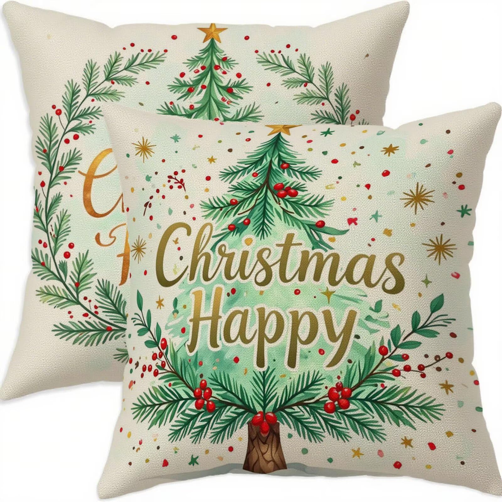 Housse coussin Noël 70x70cm cyan pour sublimer votre décoration de canapé