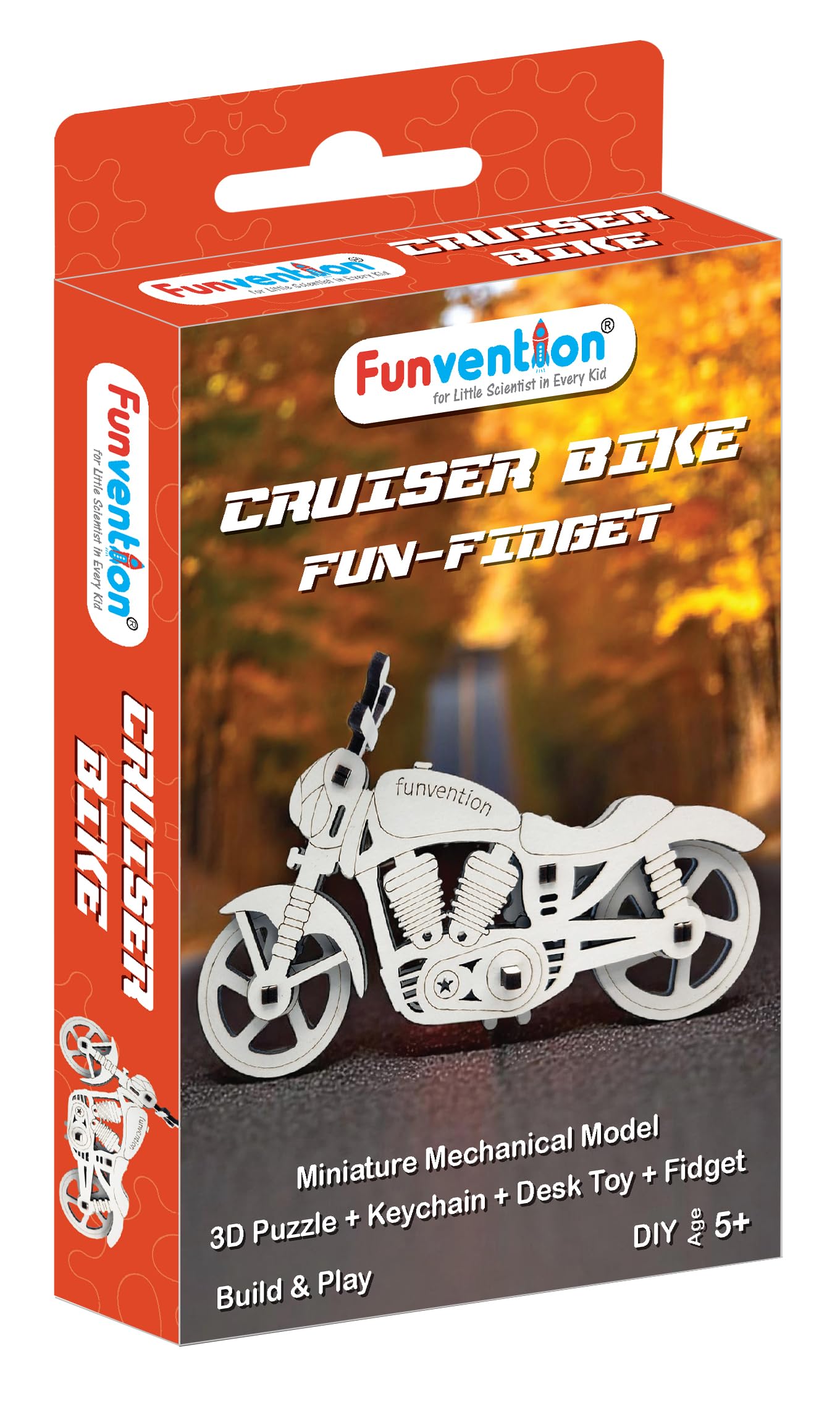 Funvention Fun Fidgets - Cruiser Bike | DIY Mini Mechanical Models | 3D Puzzle for Kids 5+ Years Made in India STEM Learning Toy-image-14