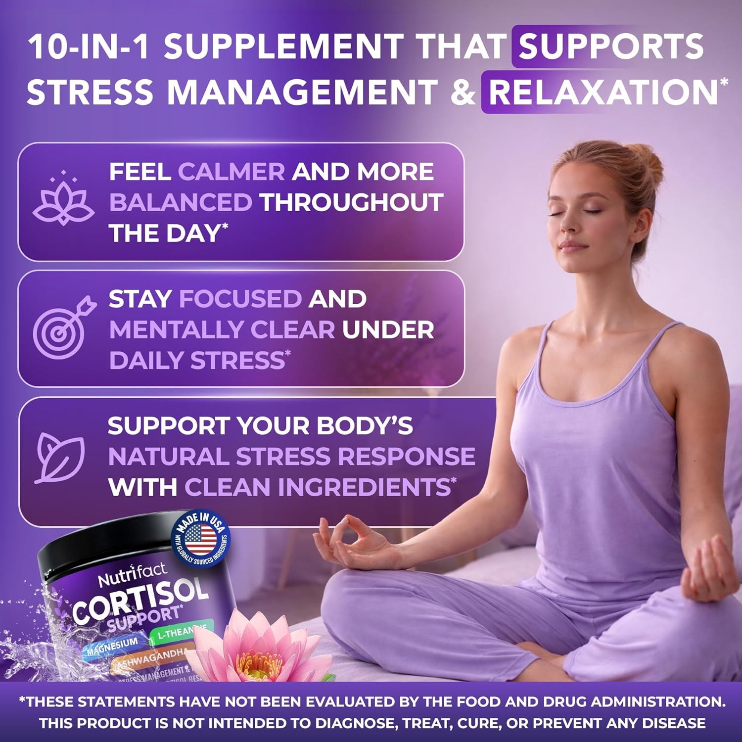 Cortisol Supplements & Sleep Supplement with Melatonin Bundle for Day & Night Balance - Vegan, Non-GMO, Made in USA Supplements for Men and Women - with Magnesium Glycinate, Ashwagandha, L-Theanine