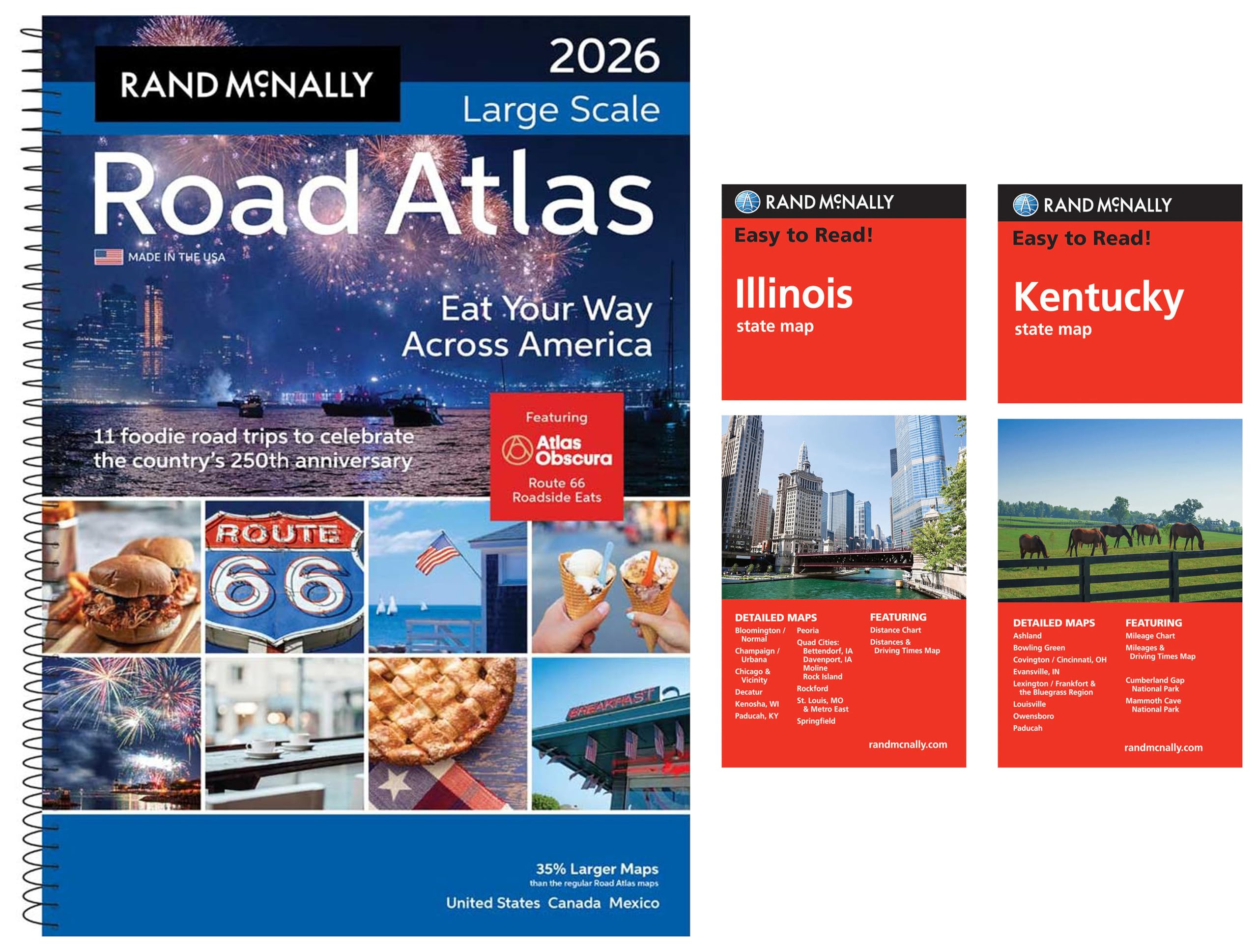 2026 Large Scale Road Atlas with Easy to Read Illinois & Kentucky State Maps