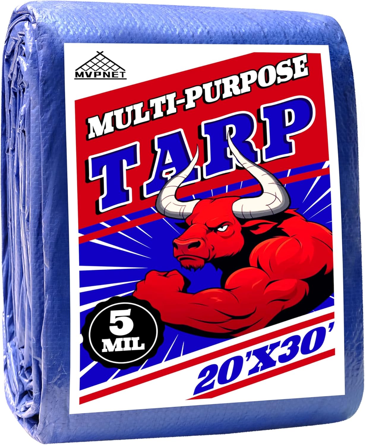 Tarp 20×30 ft 100% Waterproof Uv Resistant High Durability Multipurpose 5mil Blue Tarp for Covering Courtyards, Cars, Camping, Gardens, Pet Nests -by MVPNET Tarp 20×30 ft 100% Waterproof Uv Resistant High Durability Multipurpose 5mil Blue Tarp for Covering Courtyards, Cars, Camping, Gardens, Pet Nests -by MVPNET