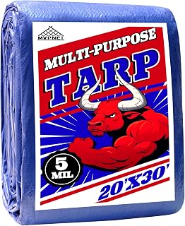 MVPNET 20x30 ft 5mil Blue Waterproof Tarp - 100% UV Resistant Heavy Duty for Cars, Camping, Gardens & Courtyards