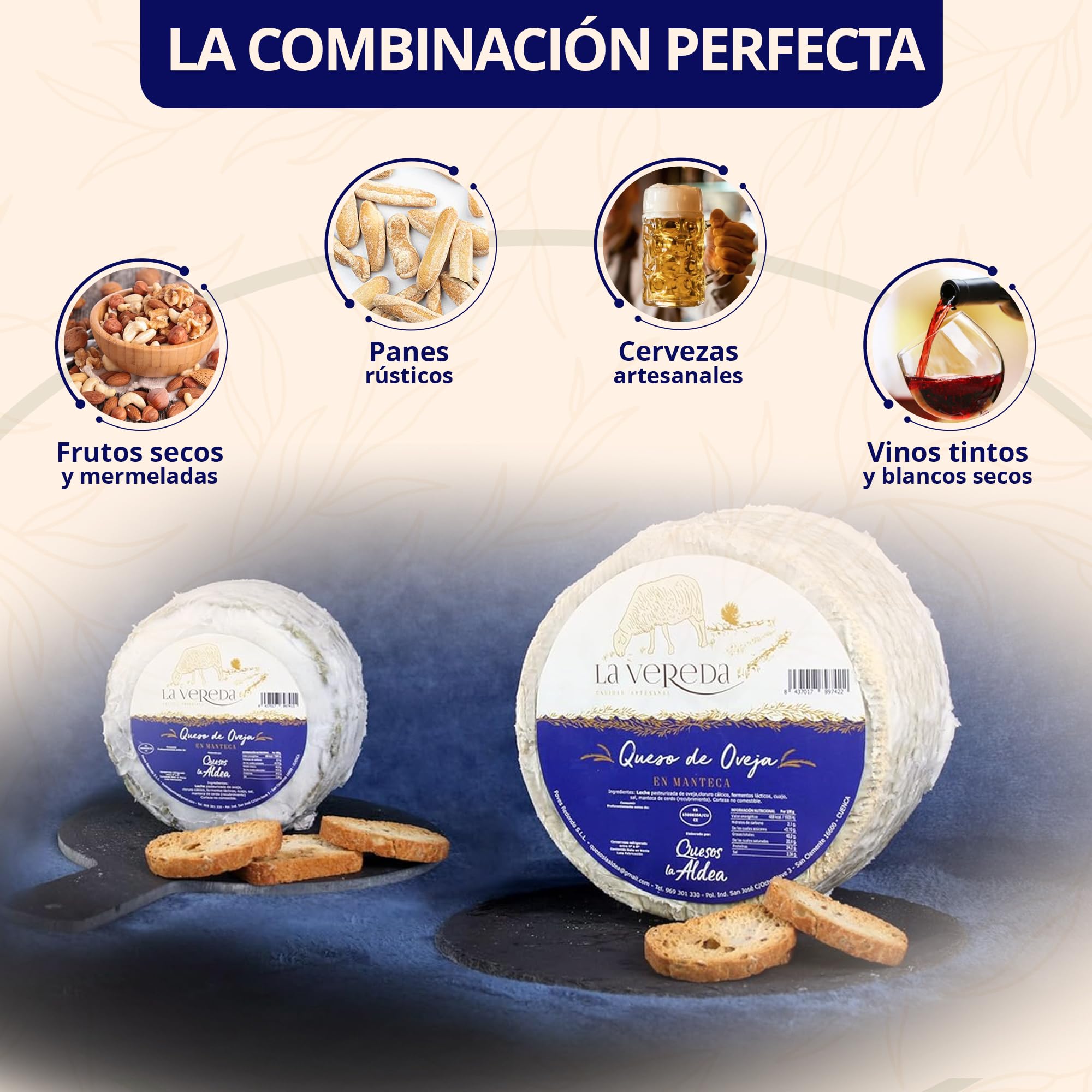 Queso Artesano de Oveja en Manteca de Cerdo 3 kg Curado Mínimo 6 Meses