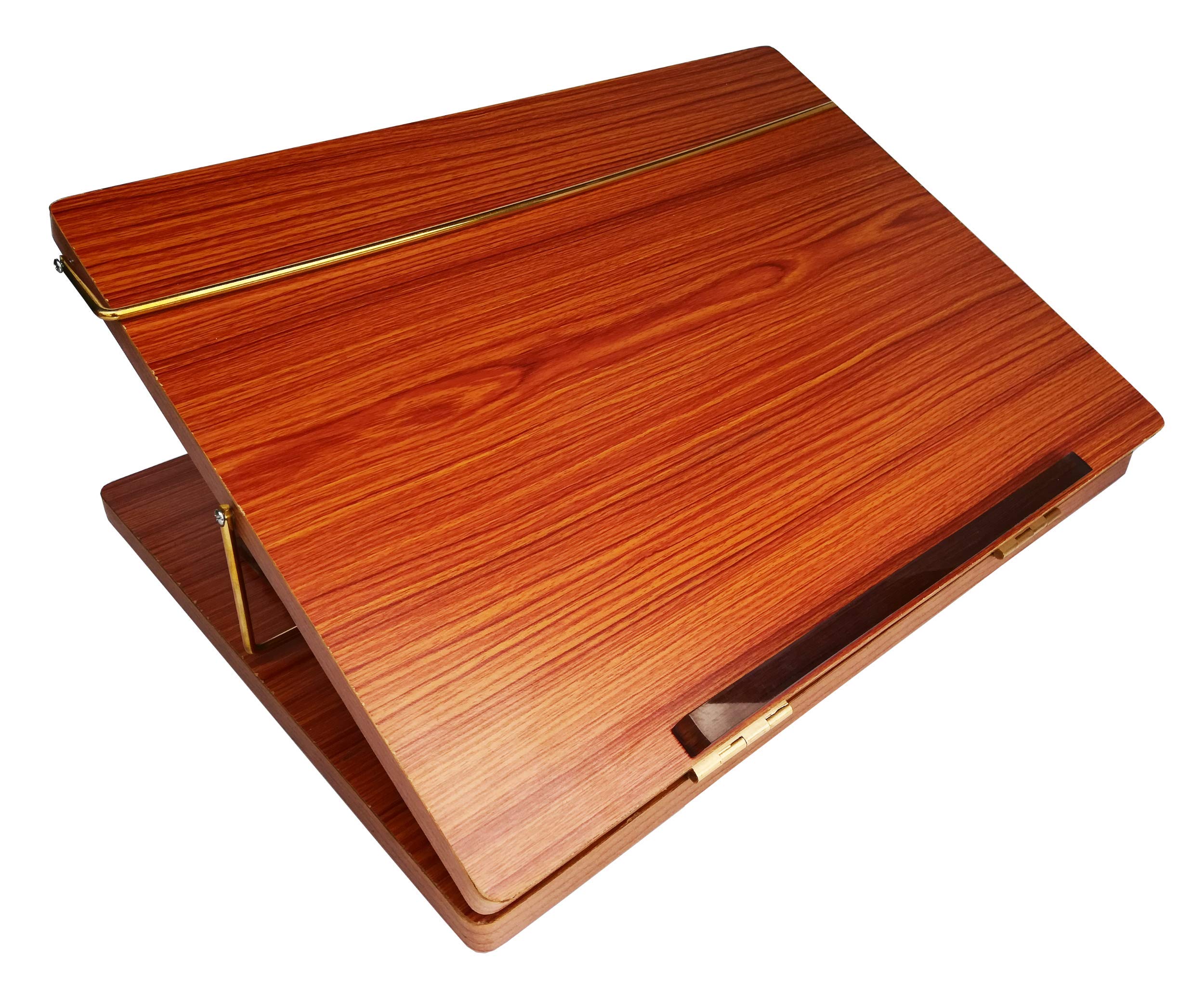 GoodWill TechWooden 15 X 21 Inch Laptop Desk Table Top with Adjustable Height - Foldable, Writing Desk Stand for Study, Office (Wooden Brown)