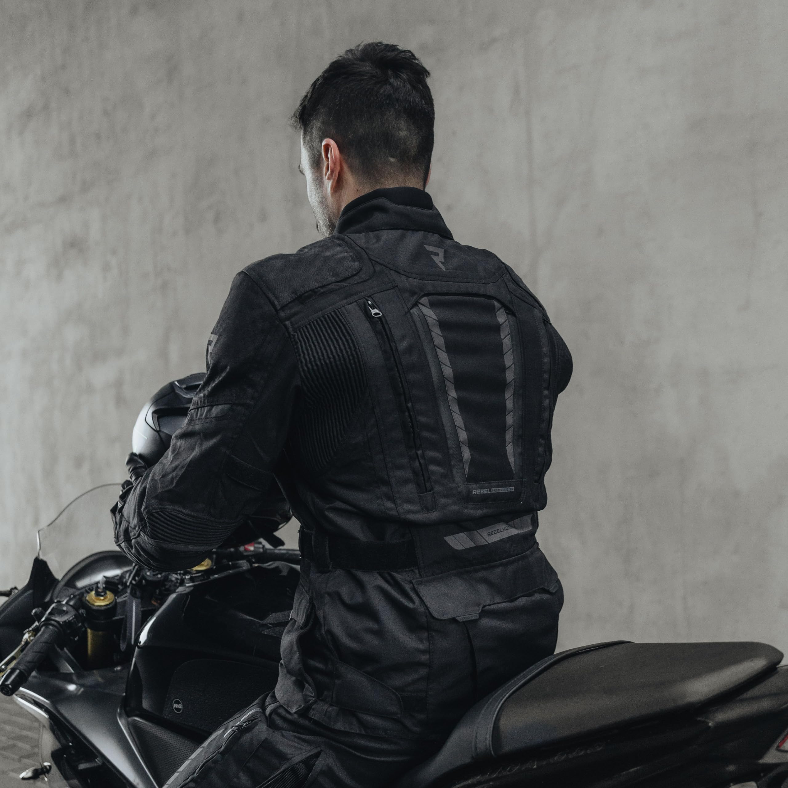 REBELHORN Hiker III męska kurtka motocyklowa | tkanina | membrana Reissa | ochraniacze na łokcie i ramiona poziom 2 | kieszeń na plecy | 10 kanałów wentylacyjnych | rozmiary do 10XL