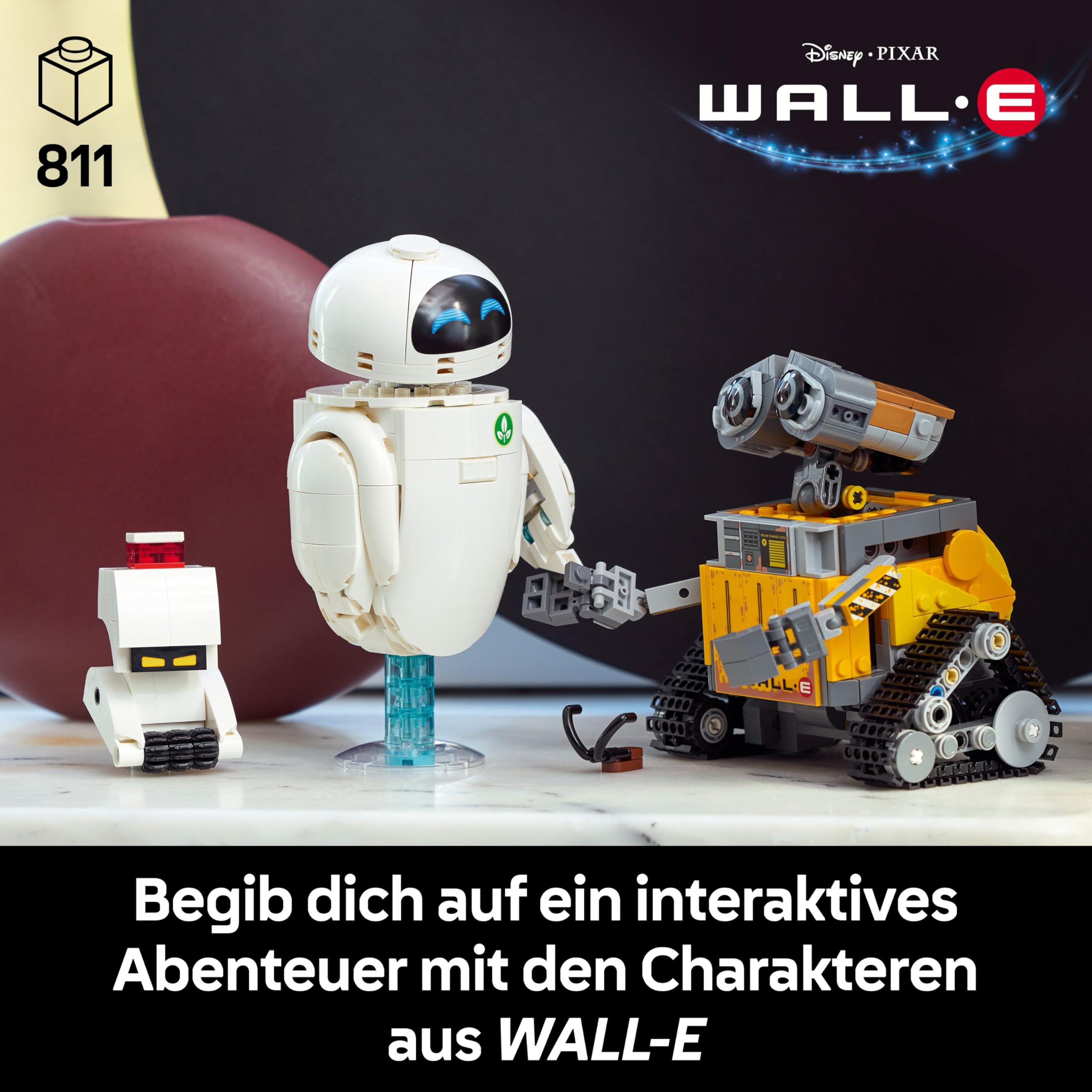 LEGO ǀ Disney and Pixar WALL-E und EVE - Modellbau für Erwachsene - aus Steinen gebaute Roboter mit M-O & Hal Figuren - DIY Deko - Sammlerstück & Geschenk für Fans - 43279