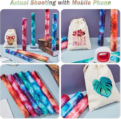 Miniatura 7 de Tintnut Vinilo de transferencia de calor que brilla en la oscuridad HTV - 12x10 pulgadas 6 hojas Vinilo luminiscente de galaxia Vinilo termoadhesivo