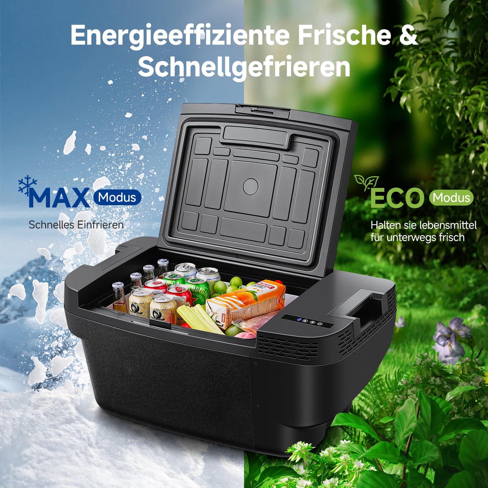 AAOBOSI Kompressor Kühlbox 35L 12V bis -20°C App-Steuerung Tragbar Anti-Shake für Outdoor Reisen Camping
