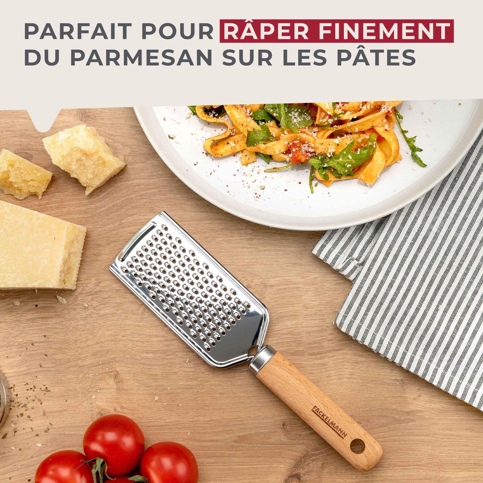 Râpe à Fromage Et Zesteur - Lame Acier Inoxydable - Manche Bois - Pour Parmesan, Citron, Chocolat - Polyvalente
