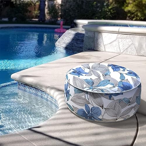 Miniatura 6 de LVTXIII - Taburete inflable otomano con asa, reposapiés, puf para interiores o exteriores, para casa, patio, jardín y campamento, 21 pulgadas de