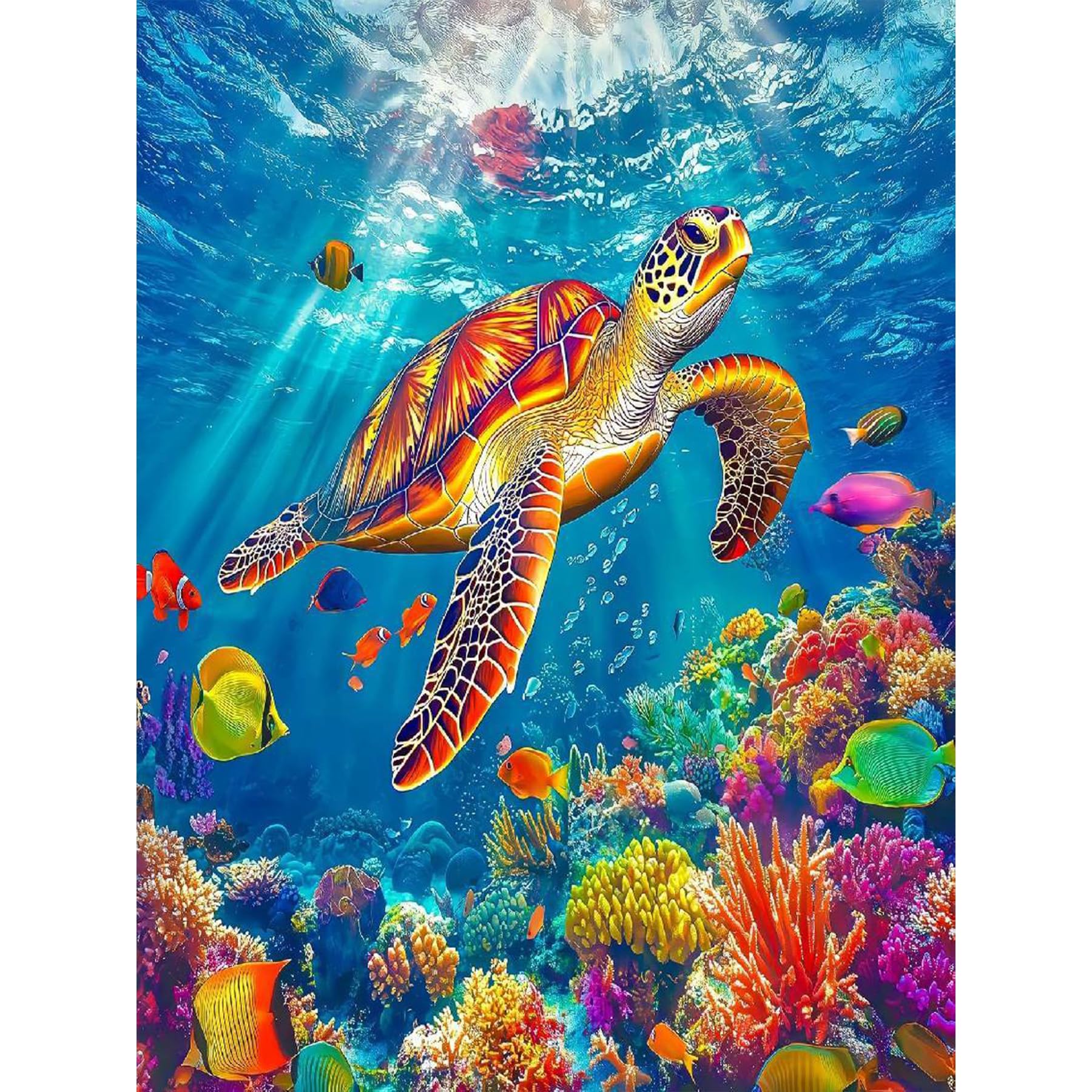 Bowetile Sea Turtle Ocean Diamond Painting Art Kits for Adults, 5D DIY Gem Art Painting Kits, Full Drill Marine Painting Rhinestone Embroidery Pictures for Beginners, Home Wall Decor 30x40cm