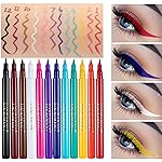 BONNIE CHOICE 12 Colors Matte Liquid Eyeliner Set, Colorful Neon Eyeliner Pencil Rainbow Waterproof Long Lasting Matte Colorful Milti-Functional Eyeshadow Pen Eye Makeup Christmas Day Gifts for Women
