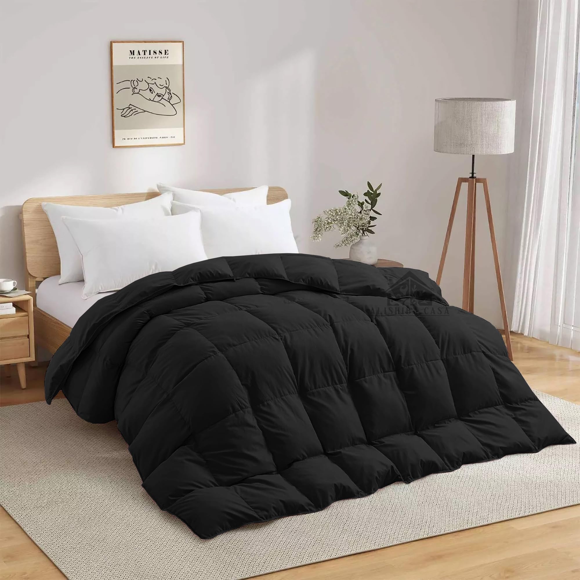 ALISHIBA CASA Super Comfort 500 GSM Double Bed Comforter (90"X100") - 500 GSM Heavy Winter Comforter Microfiber Fill - Duvet/Blanket Double Bed - Black Color-image-33