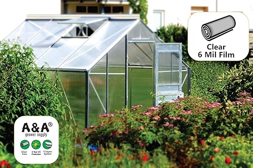 Miniatura 3 de A&A Green Store Película de polietileno transparente resistente a los rayos UV para invernaderos de 4 años (9' x 25')