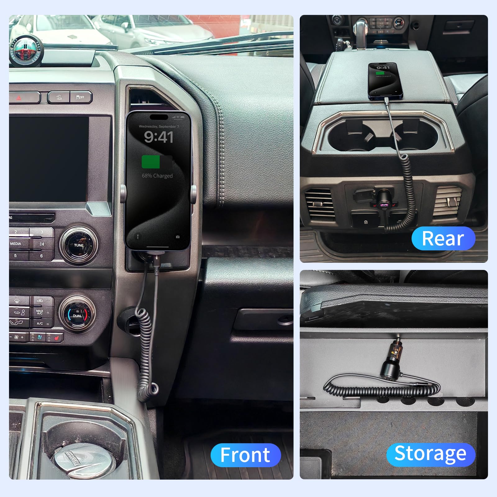 Cargador de coche USB C de 110 W, carga rápida, con cable retráctil tipo C en espiral de 5 pies, cargador de coche multipuerto para iPhone 17, 15, 14, 13 Pro Max, Samsung Galaxy S25, S24, S23