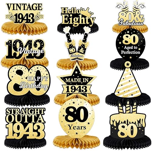 Straight Outta 1943 Happy 80th Birthday - Centros de mesa de panal vintage 1943 80 y fabuloso, fabricado en 1943 80, envejecido a la perfección,