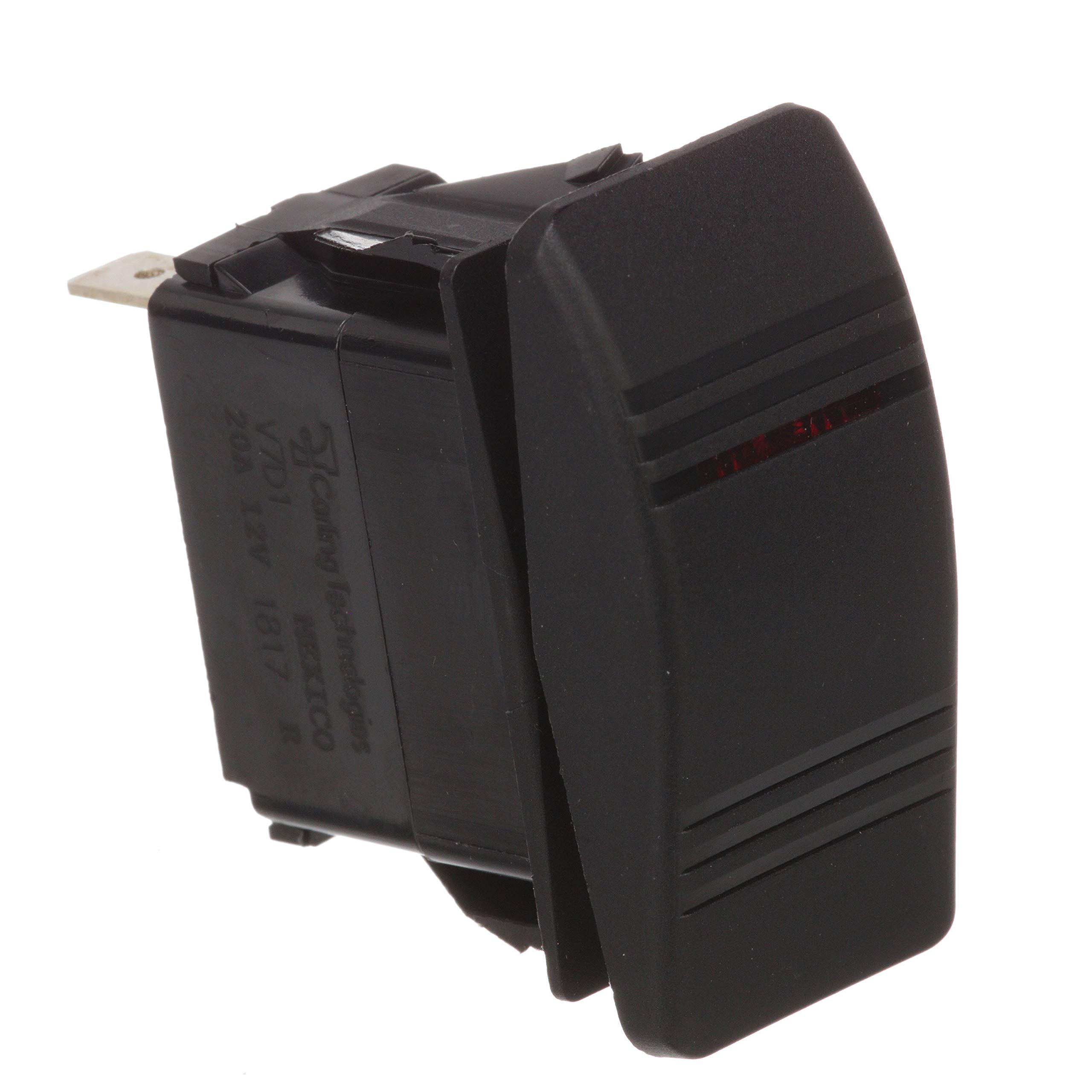 Seachoice Illuminated Contura Rocker Switch, DPDT, 4 Terminal, Momentarily On/Off/On, White