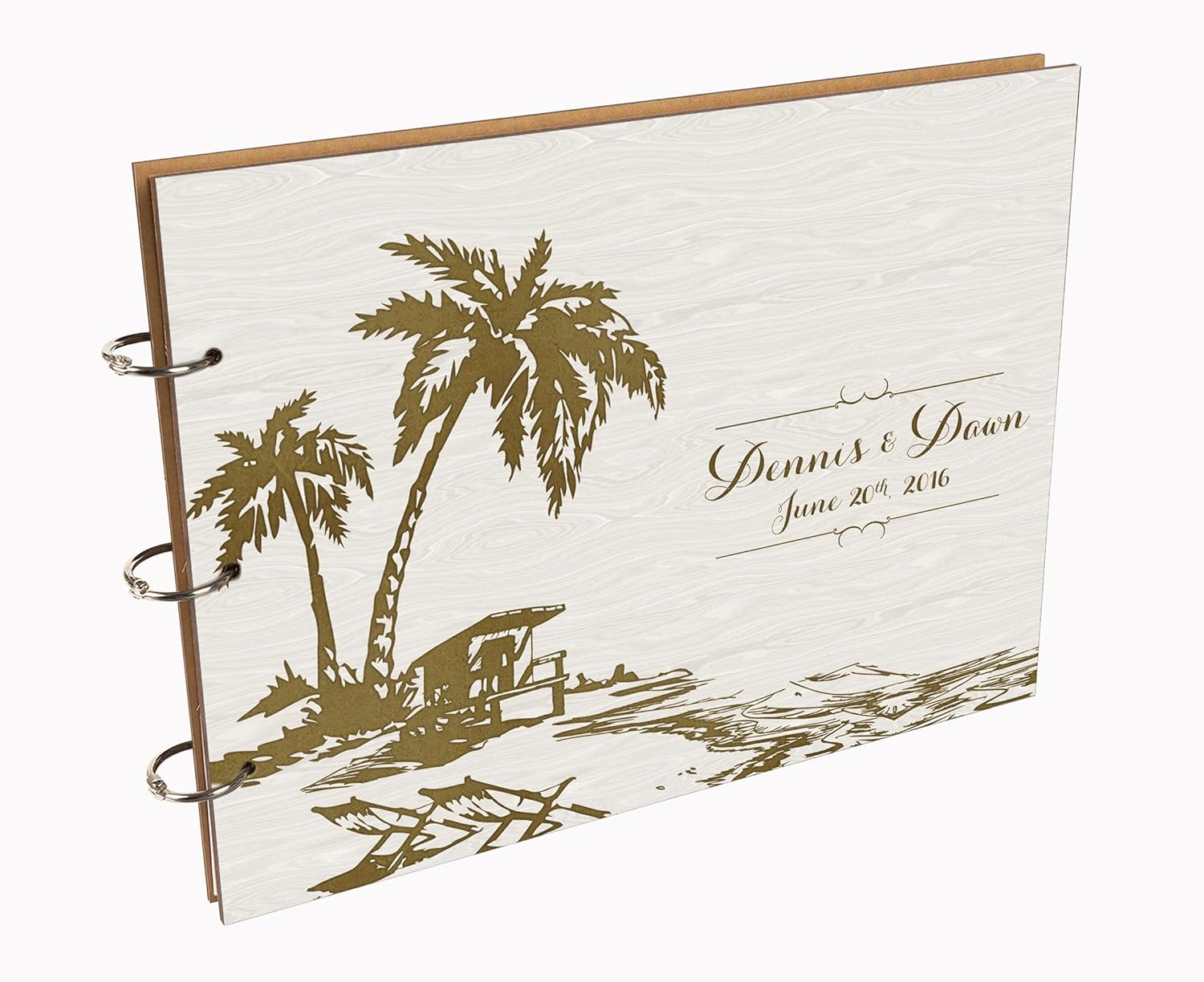 Darling Souvenir Personalized Engraved Laser Cut Wedding Guest Book Wooden Cover Sign-in Book Registry Guestbook Scrapbook-9Q