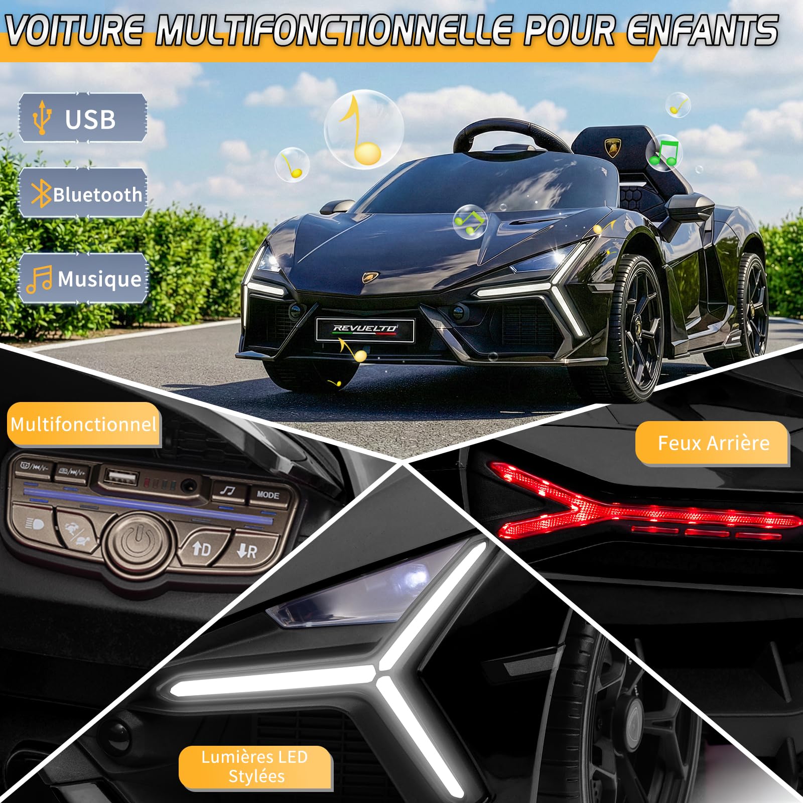 LALAHO Voiture électrique Enfants de Lamborghini 12 V