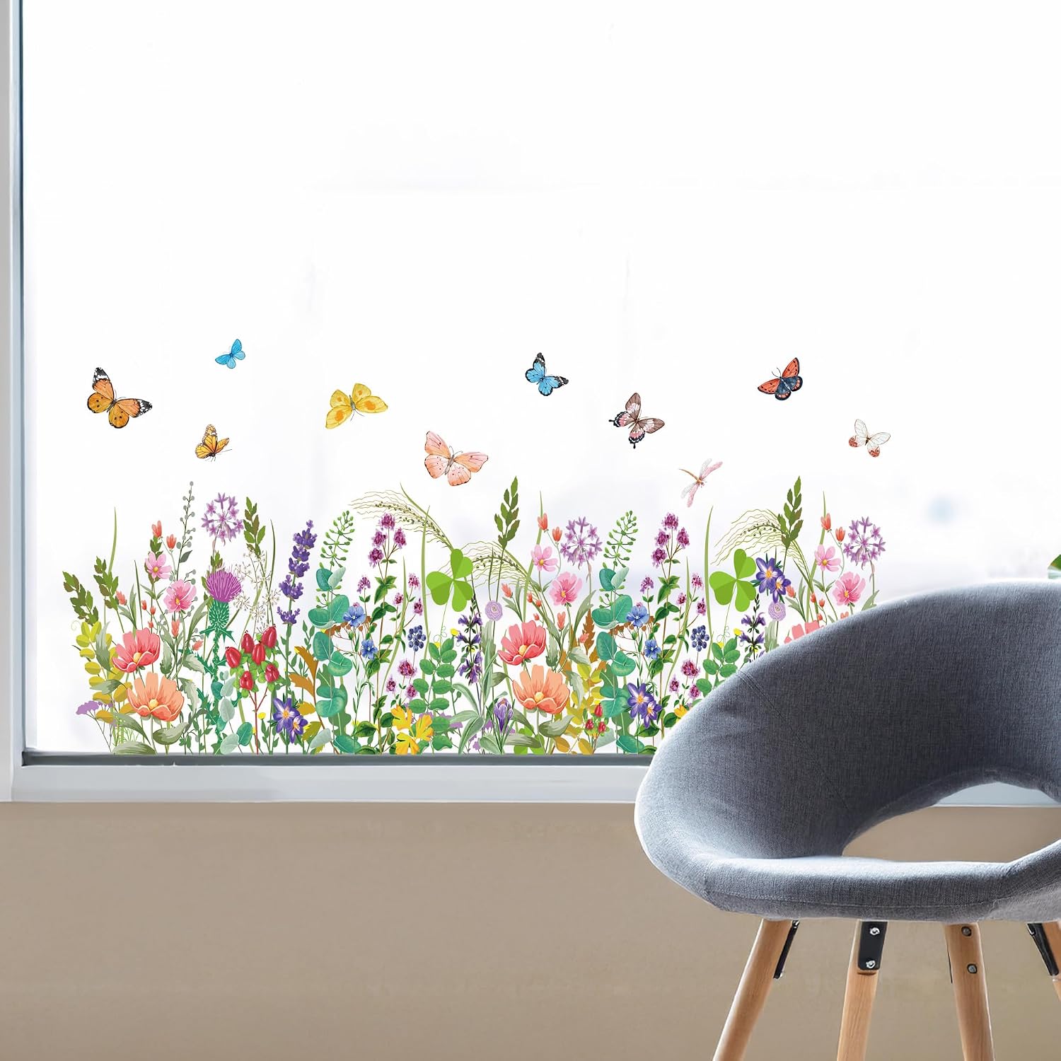 Amazon.com: Joeyan Spring Summer Window Clings, Watercolor Wild Flower ...