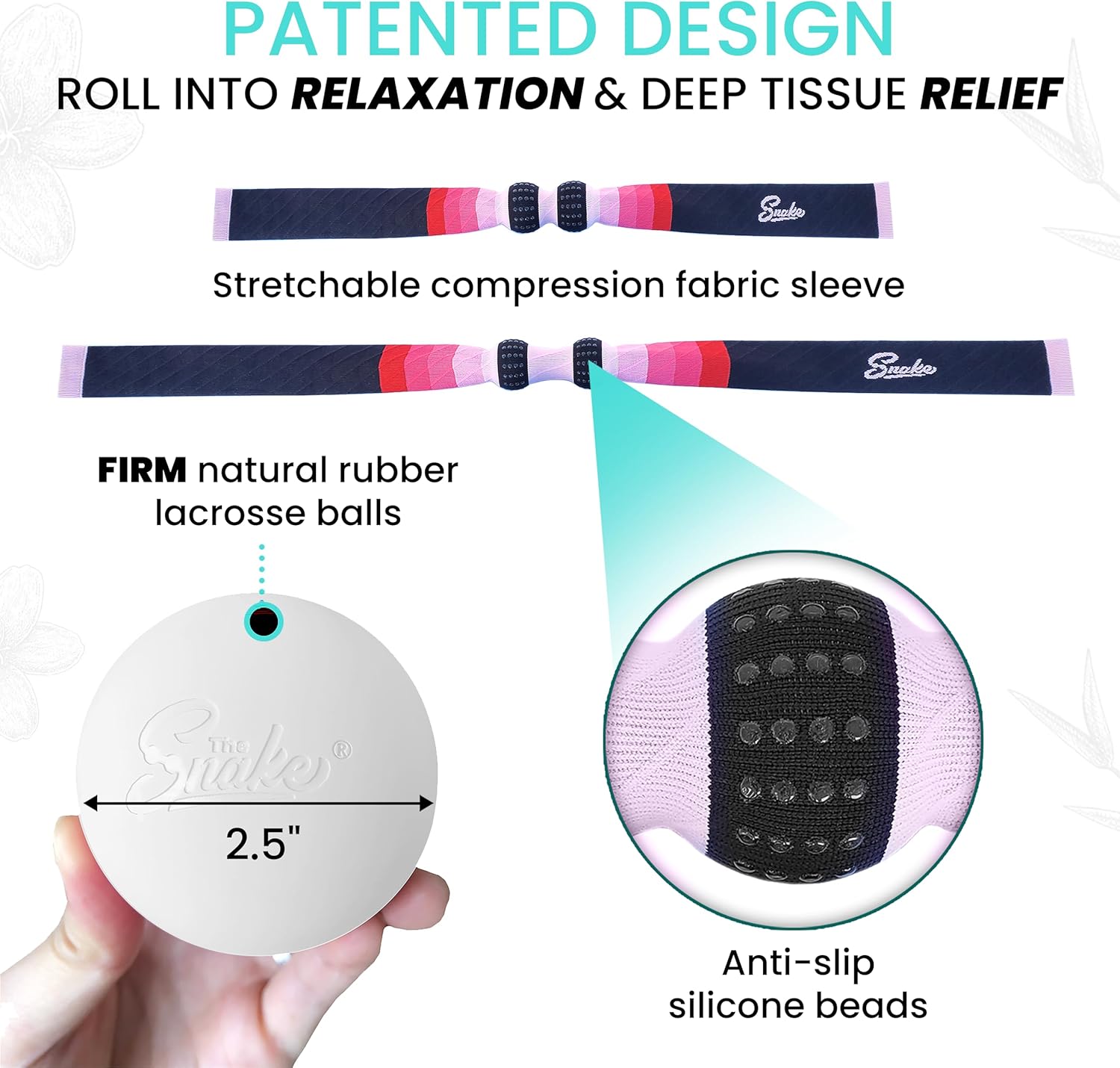 The Snake Peanut Massage Ball Roller - Deep Tissue Double Lacrosse Ball Massager for Back, Spine, Neck & Foot - Myofascial Release & Trigger Point Therapy Tool (Firm, Pink)