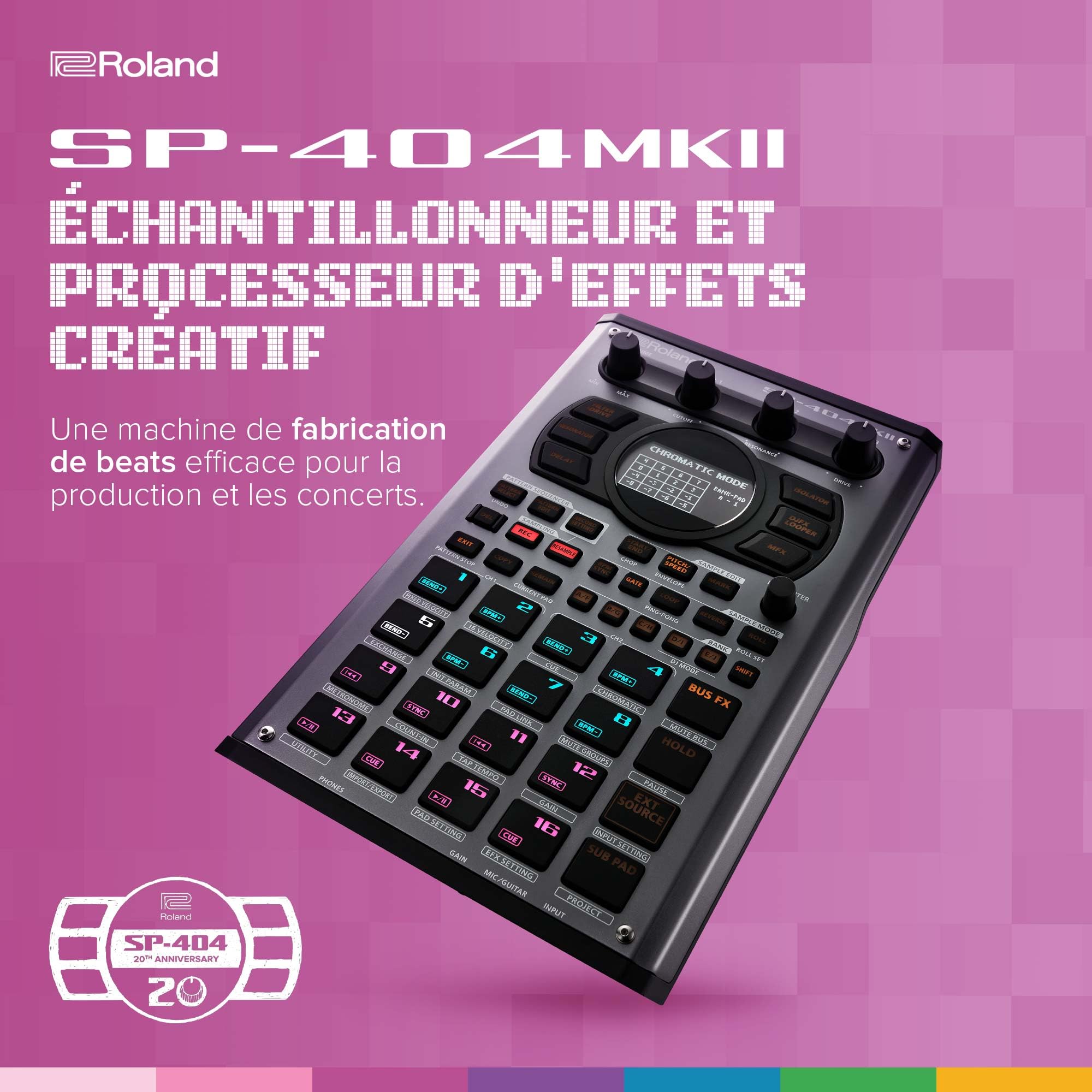 Roland SP-404MKII Échantillonneur et processeur d'effets créatif | Le légendaire SP-404 Beat Maker avec de nombreuses améliorations | Programmation rapide | Mémoire interne de 16 Go