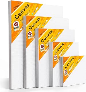 Fixwal Canvas Boards for Painting, 18 Pack Art Painting Canvas Multipack, 4x4, 5x7, 8x10, 9x12, 11x14 Inches 3mm Canvas Panels, Painting Supplies for Acrylic, Oil Paint, Tempera, Watercolor, Gouache