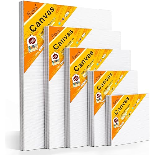 Fixwal Canvas Boards for Painting, 18 Pack Art Painting Canvas Multipack, 4x4, 5x7, 8x10, 9x12, 11x14 Inches 3mm Canvas Panels, Painting Supplies for Acrylic, Oil Paint, Tempera, Watercolor, Gouache