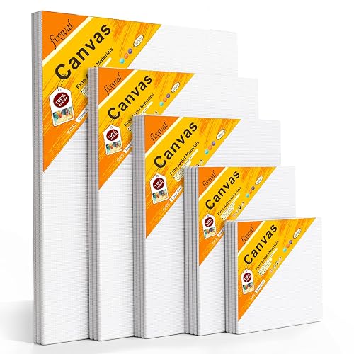 Fixwal Canvas Boards for Painting, 18 Pack Art Painting Canvas Multipack, 4x4, 5x7, 8x10, 9x12, 11x14 Inches 3mm Canvas Panels, Painting Supplies for Acrylic, Oil Paint, Tempera, Watercolor, Gouache - 18