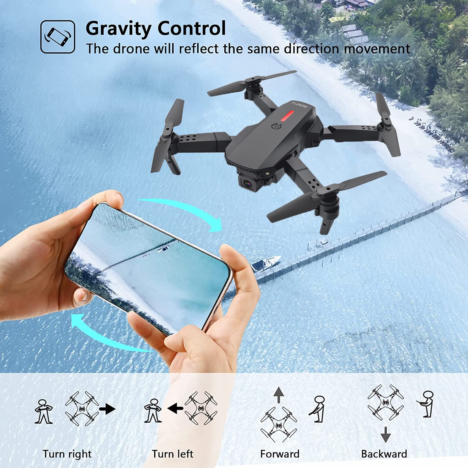 Quadricottero telecomandato per drone per fotografia aerea esterna con fotocamera 4K, Quadricottero RC per principianti, Quadricottero telecomandato per drone per fotografia aerea esterna pieghevole