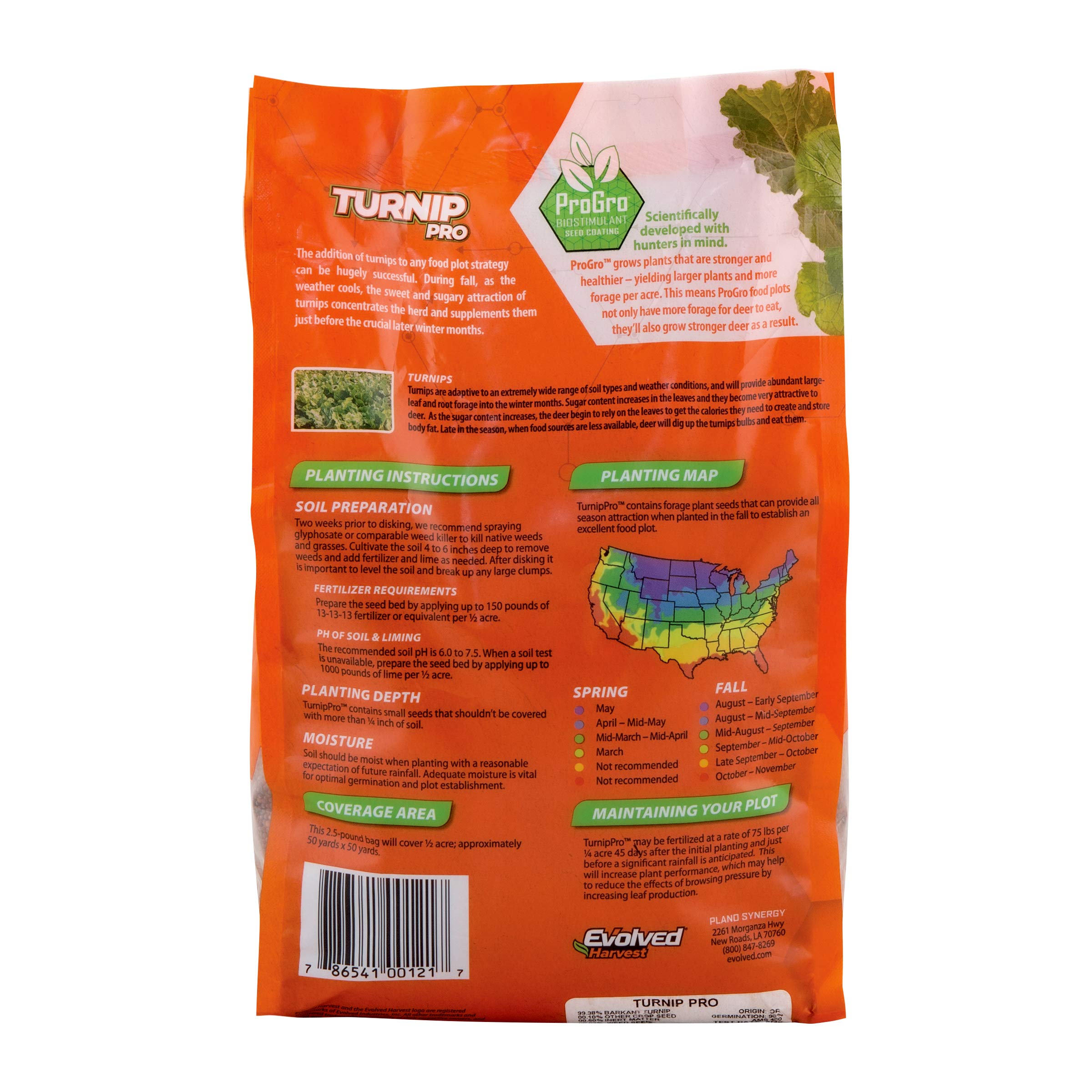 EVOLVED Harvest Turnip Pro Food Plot Seed with Biostimulant Coating - Vital Nutrient Forage for Deer, 2.5 Lbs