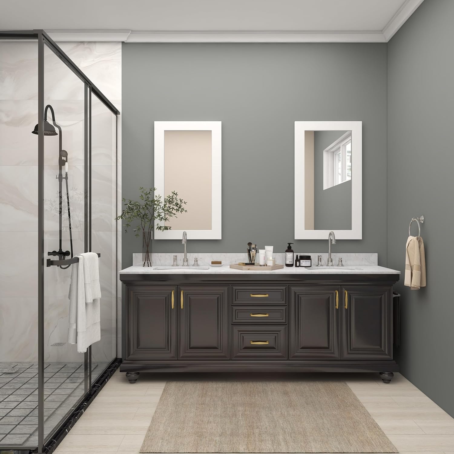 Deco 79 Wooden Room Wall Mirror Minimalistic Rectangle Entryway Mirror, Wall Mounted Mirror 24" x 1" x 42", White