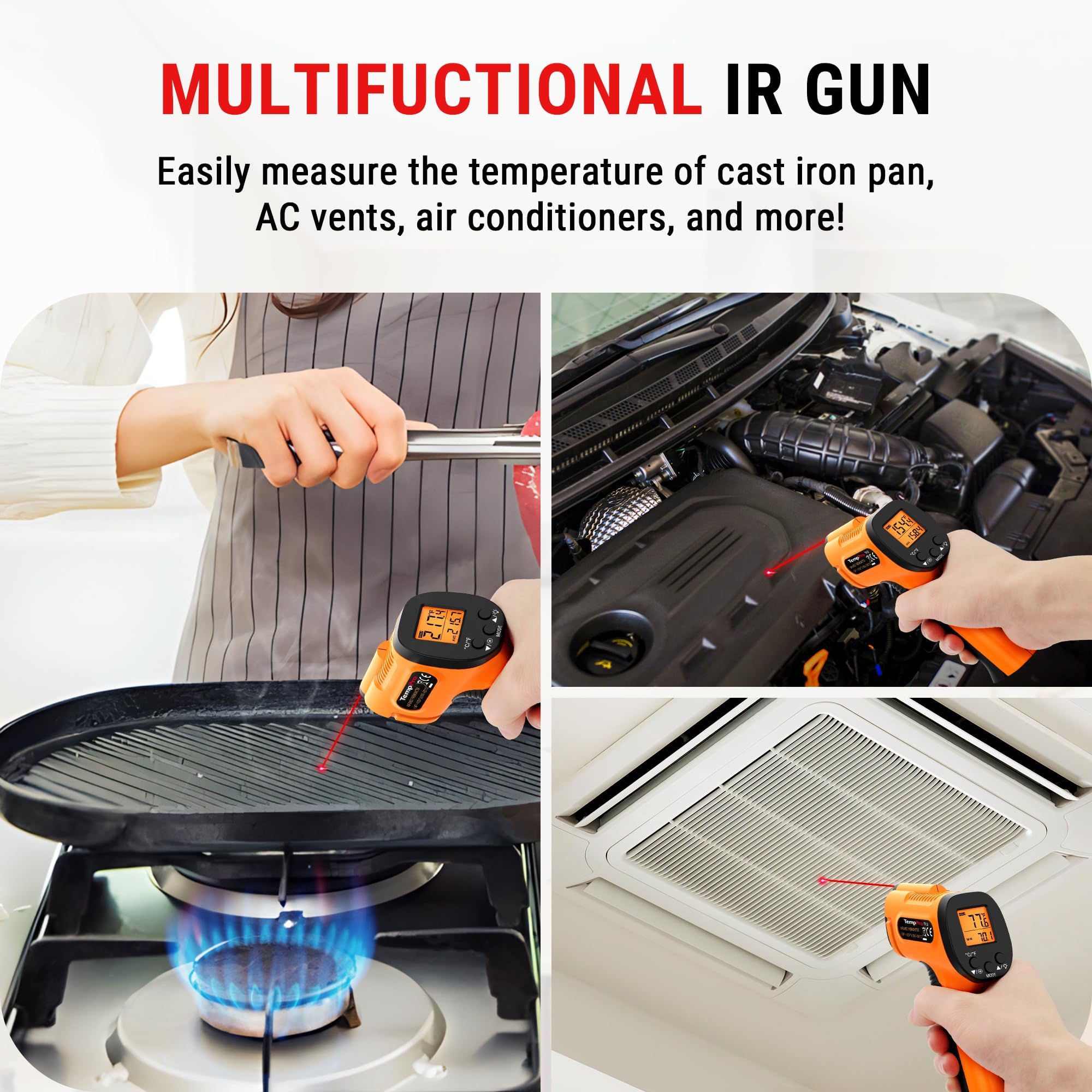 TempPro TempScan Thermometer - Non-Contact Temp Gun -2