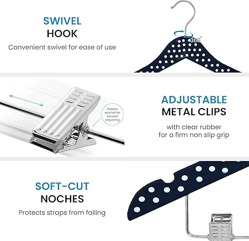 Miniatura 5 de ZOBER Perchas de madera de alta calidad para niñosniños con clips (paquete de 10) para niños pequeños, vestidos, faldas, pantalones, lindos y