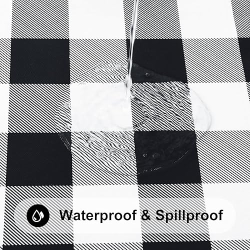 Miniatura 3 de Smiry Mantel redondo de picnic, mantel de vinilo elástico impermeable para mesas de 57 a 68 pulgadas, a cuadros escoceses con respaldo de franela,