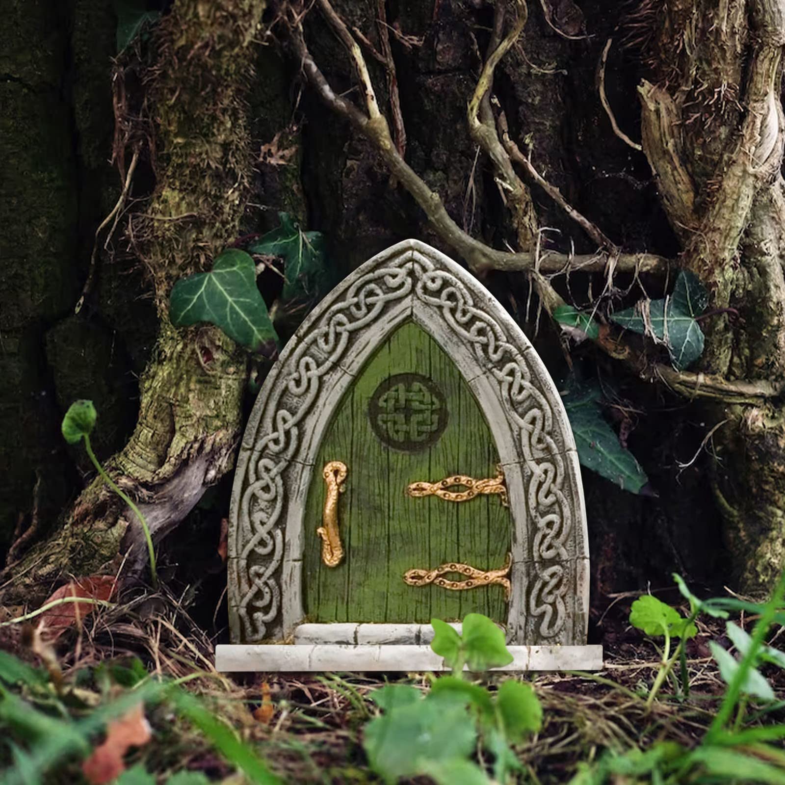 Vipomkowa Wooden Fairies Dwarf Tree Door Yard Art Sculpture Decoration for Kids Room, Wall and Trees Outdoor, Miniature Fairy Garden Outdoor Decor Accessories
