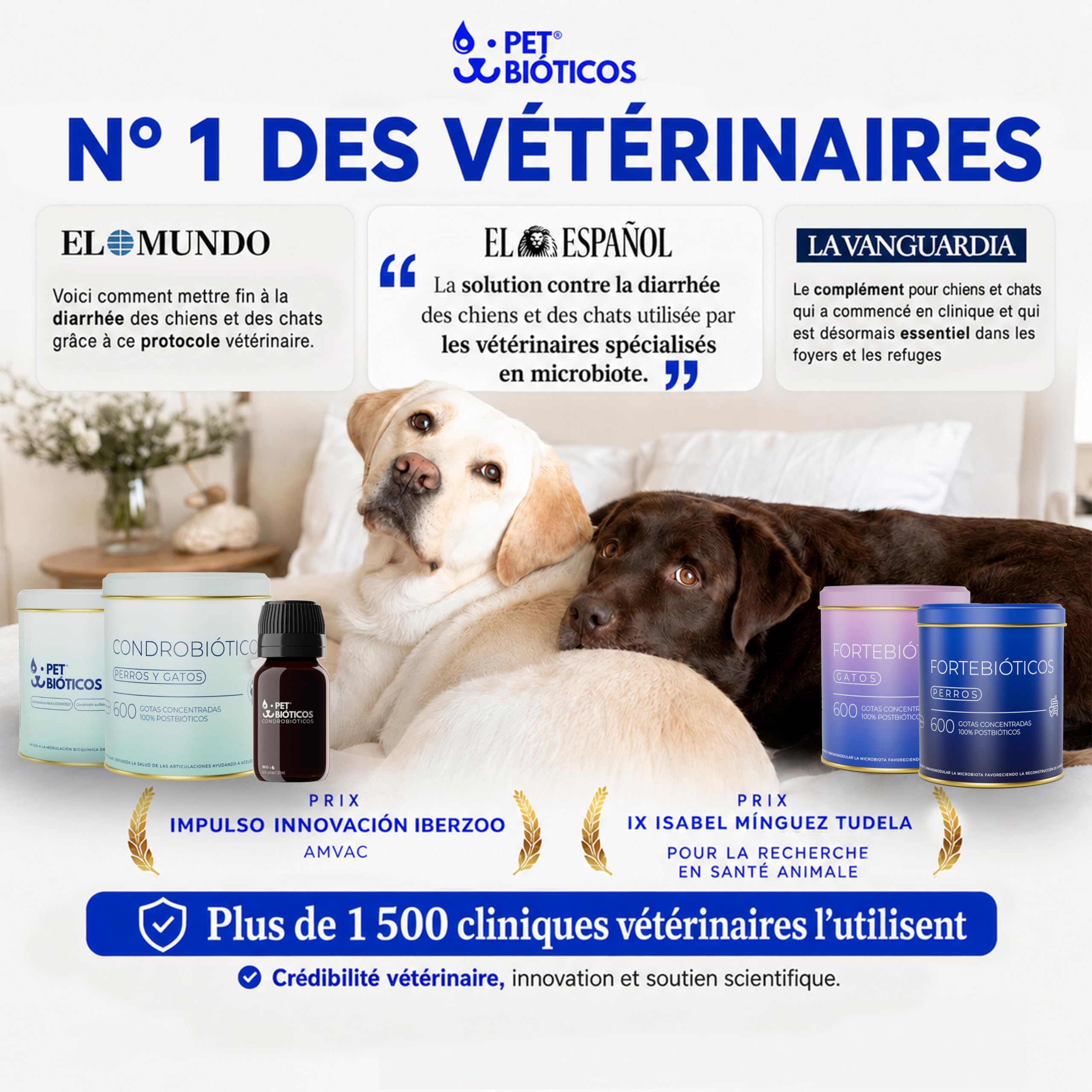 Fortebióticos Chien 600 Gouttes 30 ML - Complement Alimentaire Chien Postbiotique - Alternative aux Probiotique Chien et Probiotiques Chien - Flore Intestinale Microbiote, Hygiène et Santé du Chien