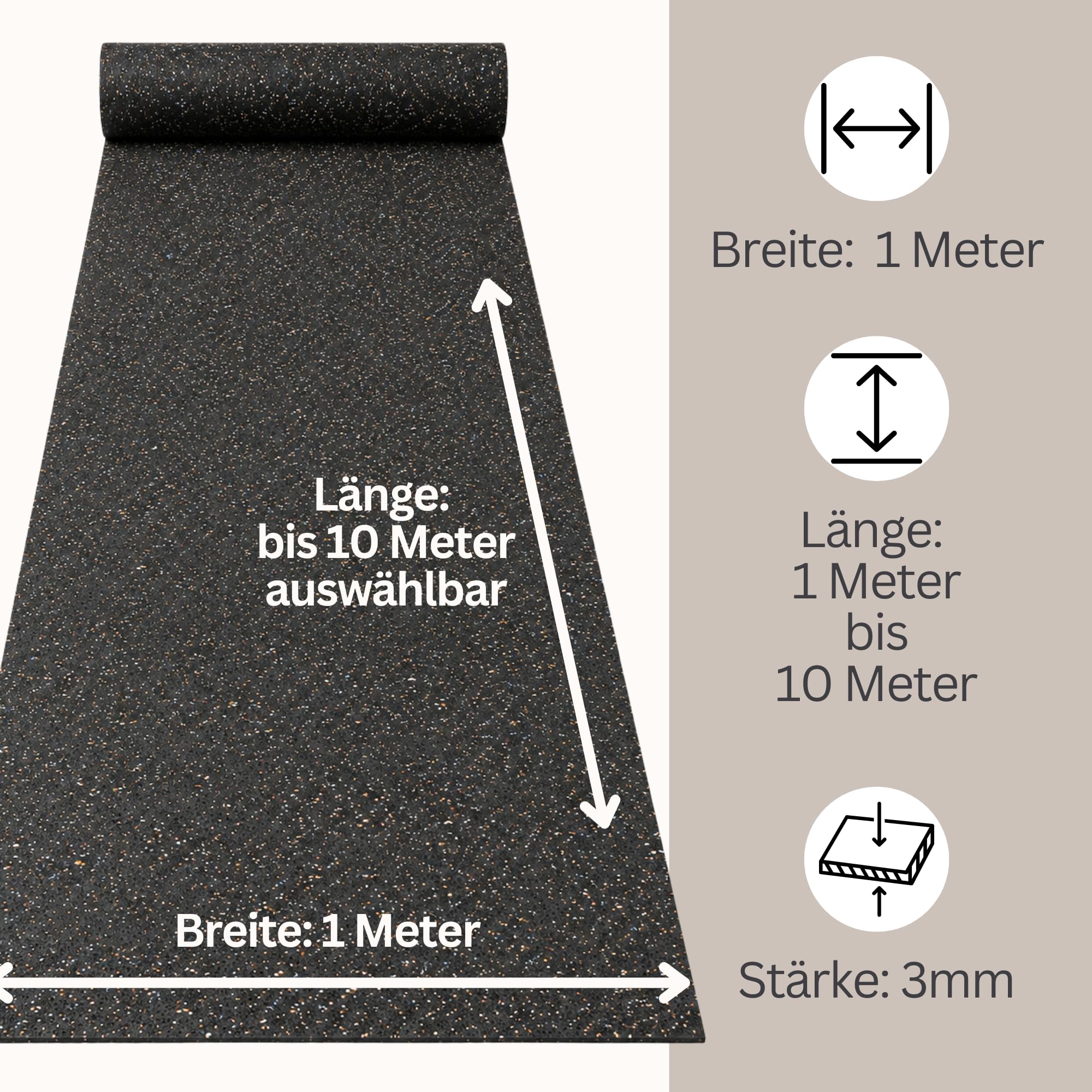 sarian Bautenschutzmatte STÄRKE: 3mm BREITE: 1000mm (1m) LÄNGE: 4000mm (4m) Gummimatte Ladungssicherung Schutzmatte Gummigranulat (Länge: 4 Meter)