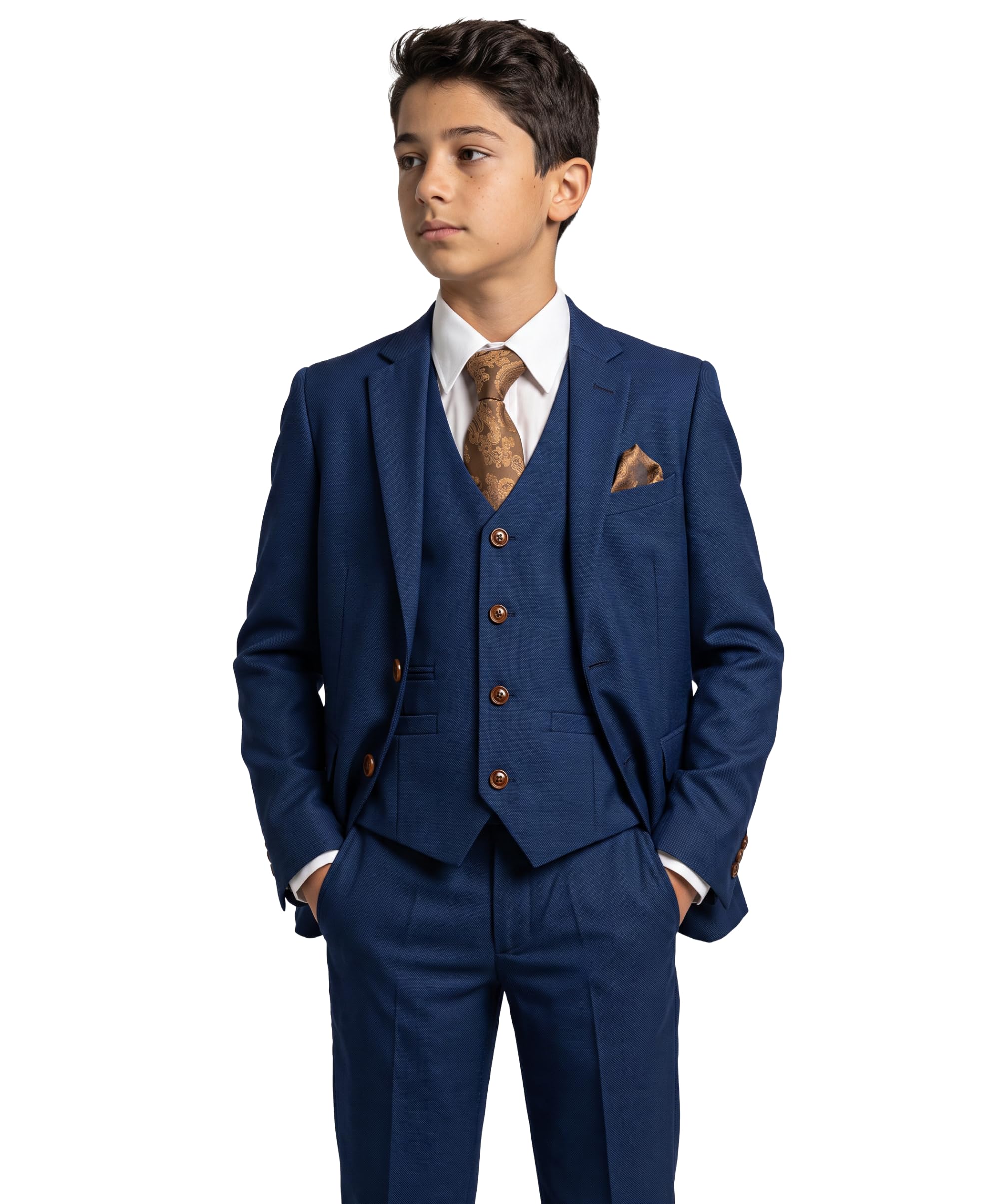 Traje a Medida para niños, Traje Azul Real, PAJE, Boda Formal, Conjunto clásico de 3 Piezas
