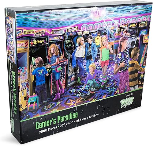 Miniatura 2 de Gamers Paradise Retro Arcade - Rompecabezas de 2000 piezas para adultos y niños | Juguetes de los años 80, juegos educativos para el hogar,