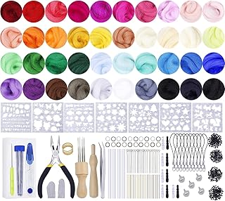 JUAYING Needle Felting Kit, Needle Felting Starter Kit with 40 Colours Roving Wool, 60 Pcs Felting Needles, Felting Handmade Sewing Craft Kit, Needle Felting Tools for Hand Spinning DIY Craft Projects
